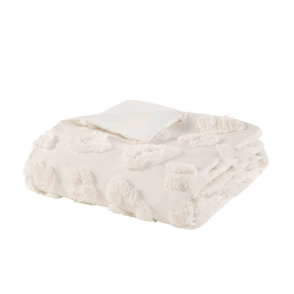 Off-White Chenille Twin/Twin XL Duvet Cover Set