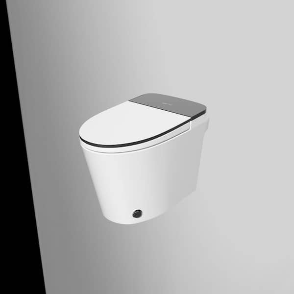 Tankless Elongated Smart Toilet Bidet 1.28 GPF in White with Auto Open/Flush, Seat Foot Sensor,Digital DisplayADA Toilet