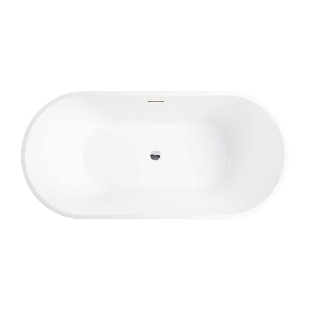 67" x 32" White Freestanding Acrylic Soaking Bathtub