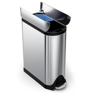 40 Liter Butterfly Step Recycling Trash Can, Brushed Stainless Steel