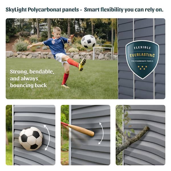 SkyLight 8 ft. W x 8 ft. D Resin Plastic Outdoor Garden Storage Shed with Floor (58.3 sq. ft.) in Tan