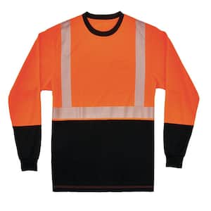 Large Hi Vis Orange Black Front Long Sleeve T-Shirt