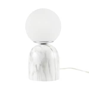 Nelia 12 in. White Frosted Glass Globe Resin Table Lamp