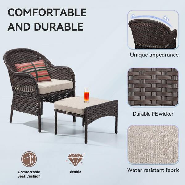 テーブル 5-Piece Wicker Patio Outdoor Bistro Set Conversation Set