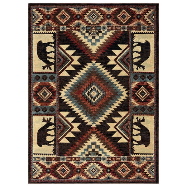 Home Dynamix Buffalo Southwest Brown/Red 8 ft. x 10 ft. Indoor Area Rug