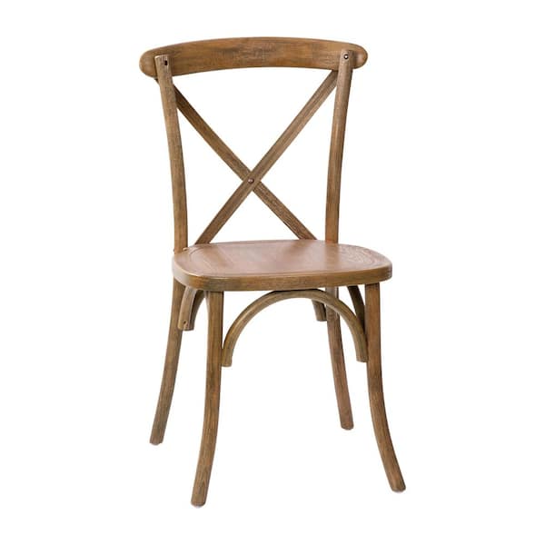 Dark Natural Wood Accent Chair Set of 2