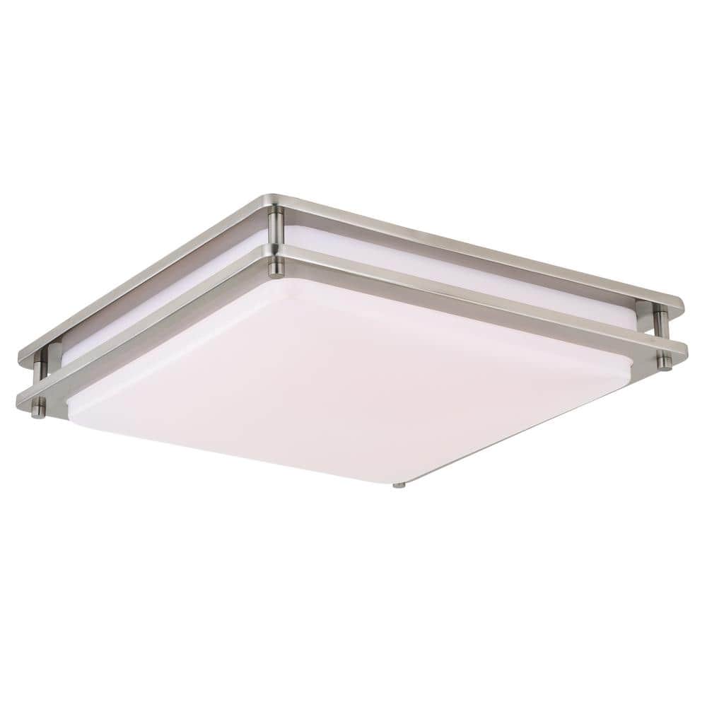 Satin Nickel 16" LED Flush Mount Ceiling Light with Dim-to-Warm Technology