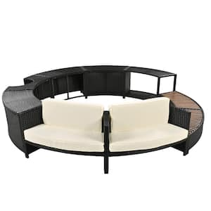 Harper & Bright Designs Black 8-Piece Wicker Outdoor Sectional Set Spa ...