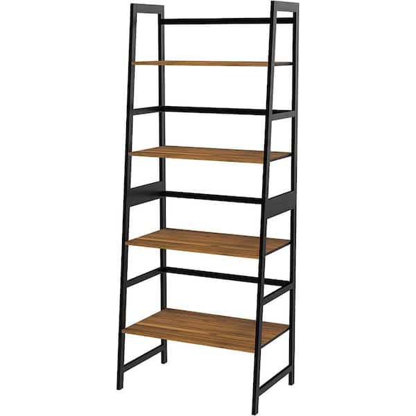 Unbranded 20.47 in. Wide Brown 4-Shelf Ladder Bookcase