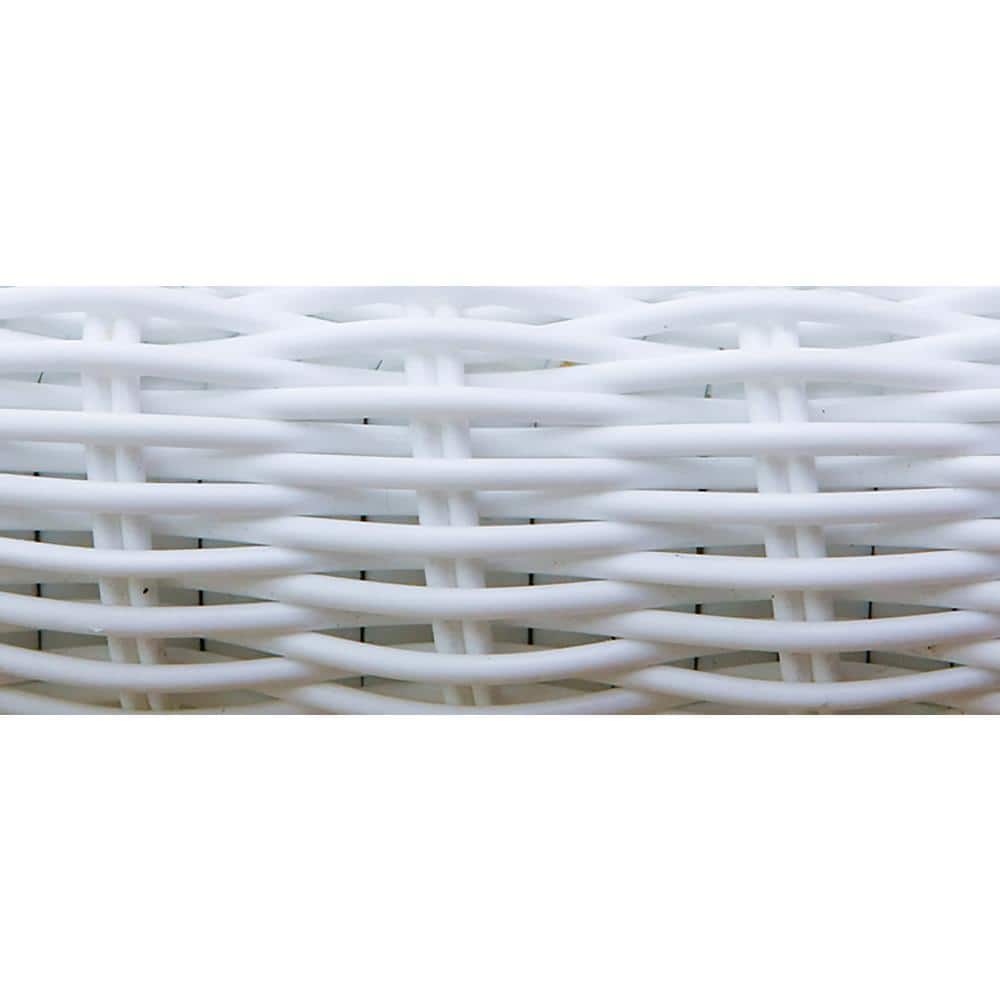Portside Coastal White Wicker Rocking Chair with Navy Cushion