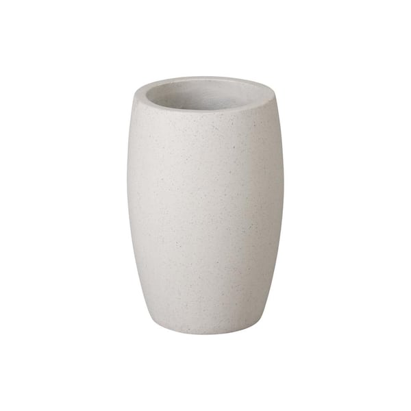 Emissary 12 in. D x 17 in. H White Terrazzo Round Planter with Drainage Hole