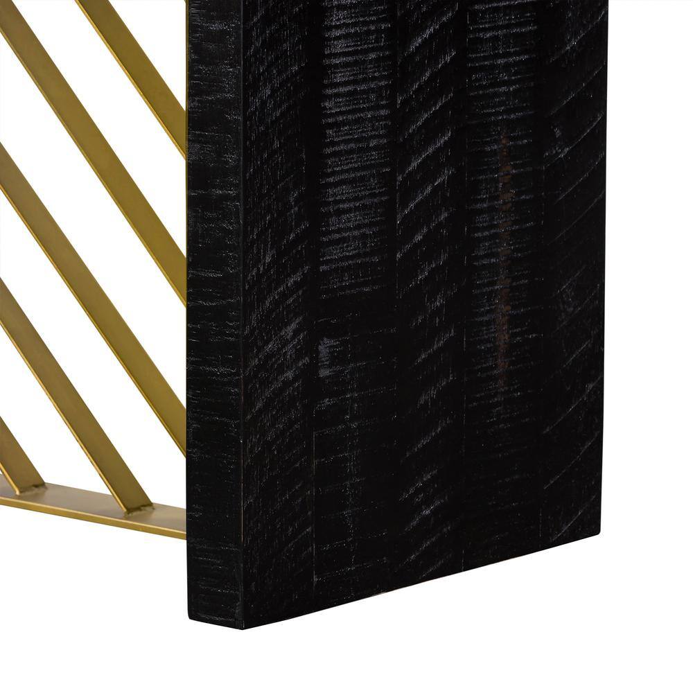 Monaco Black Wood and Antique Brass 47" Console Table