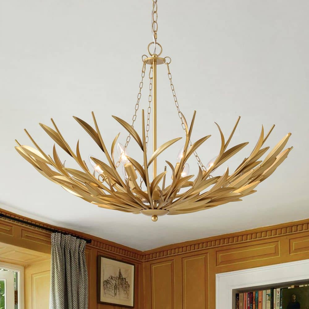 HUOKU Farol 6-Light 33.5-Inch Gold Mid-Century Branch Flower