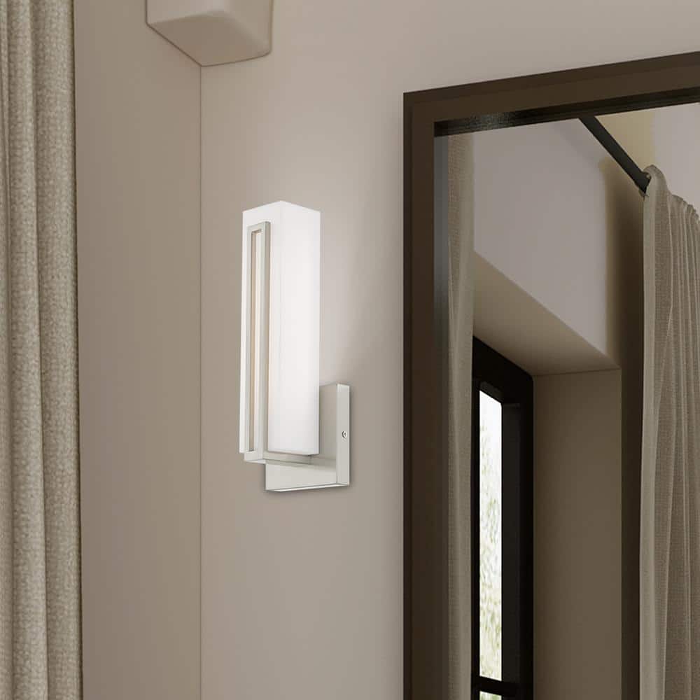 Brushed Nickel Satin White Acrylic LED Vanity Light