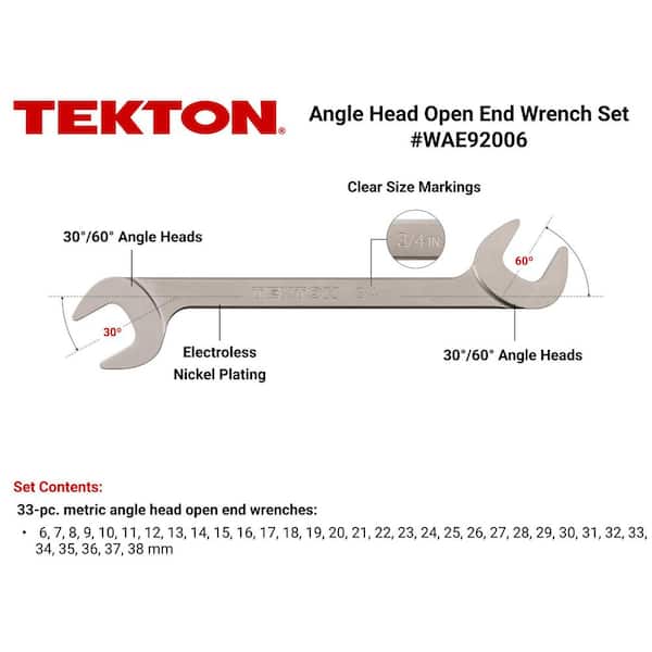 6-38 mm Angle Head Open End Wrench Set (33-Piece)