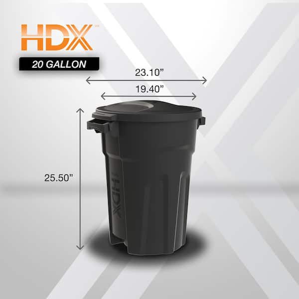 HDX 20 gal. Black Heavy Duty Outdoor Trash Can with Domed Lid 999