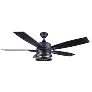 DUFFY 52 in. Indoor Matte Black Downrod Mount Ceiling Fan with Light Kit and Remote Control