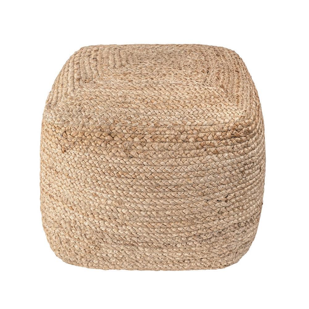 Natural Jute Braided 18" Pouf Ottoman
