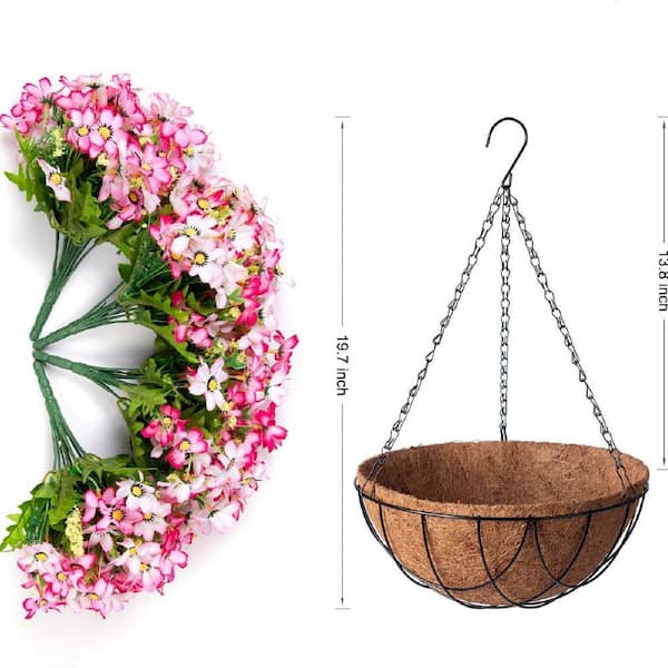 19 .7 in. Pink Artificial Hanging Flowers Outdoors Indoors, Fake