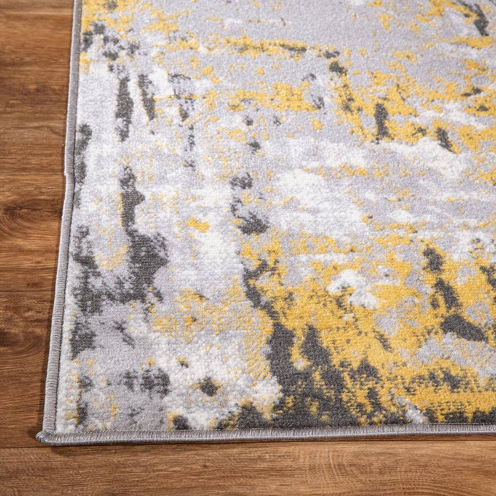 Yellow and Gray Abstract 5' x 7' Synthetic Area Rug