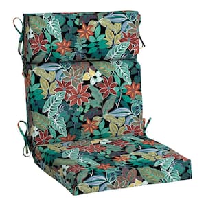 20 in. x 24 in. Black Tropical Outdoor High Back Dining Chair Cushion