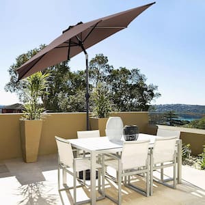 9 ft. Steel Market Patio Umbrella Tilt with Crank Outdoor Yard Garden in Tan