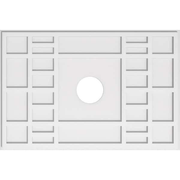 Ekena Millwork 40 in. W x 26-5/8 in. H x 6 in. ID x 1 in. P Beaux Architectural Grade PVC Contemporary Ceiling Medallion