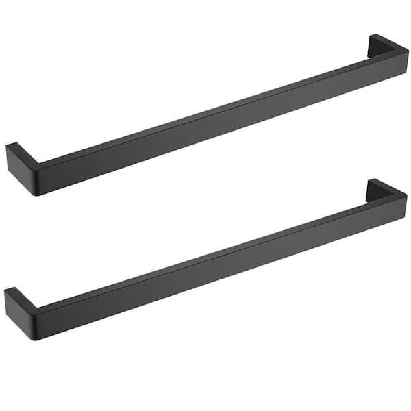24 in. Square Wall Mounted Towel Bar in Stainless Steel Matte Black 2-Pack