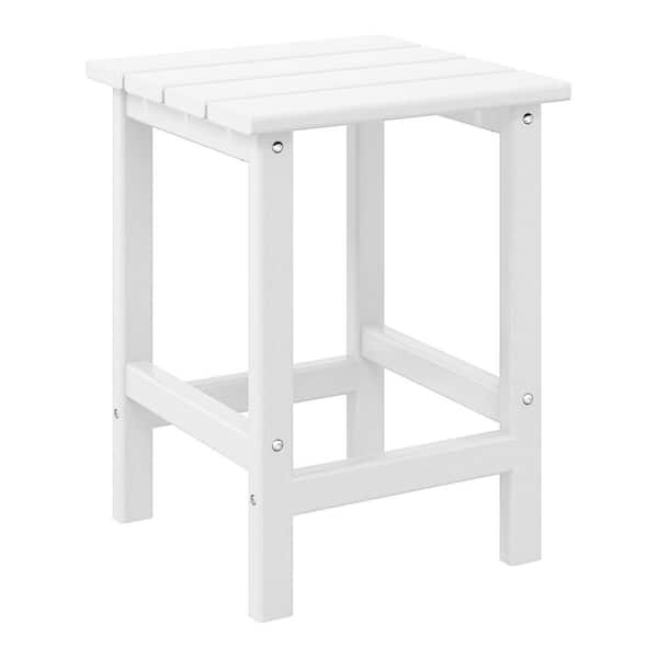 WESTIN OUTDOOR Mason 18 in. White Poly Plastic Fade Resistant Outdoor Patio Square Adirondack Side Table