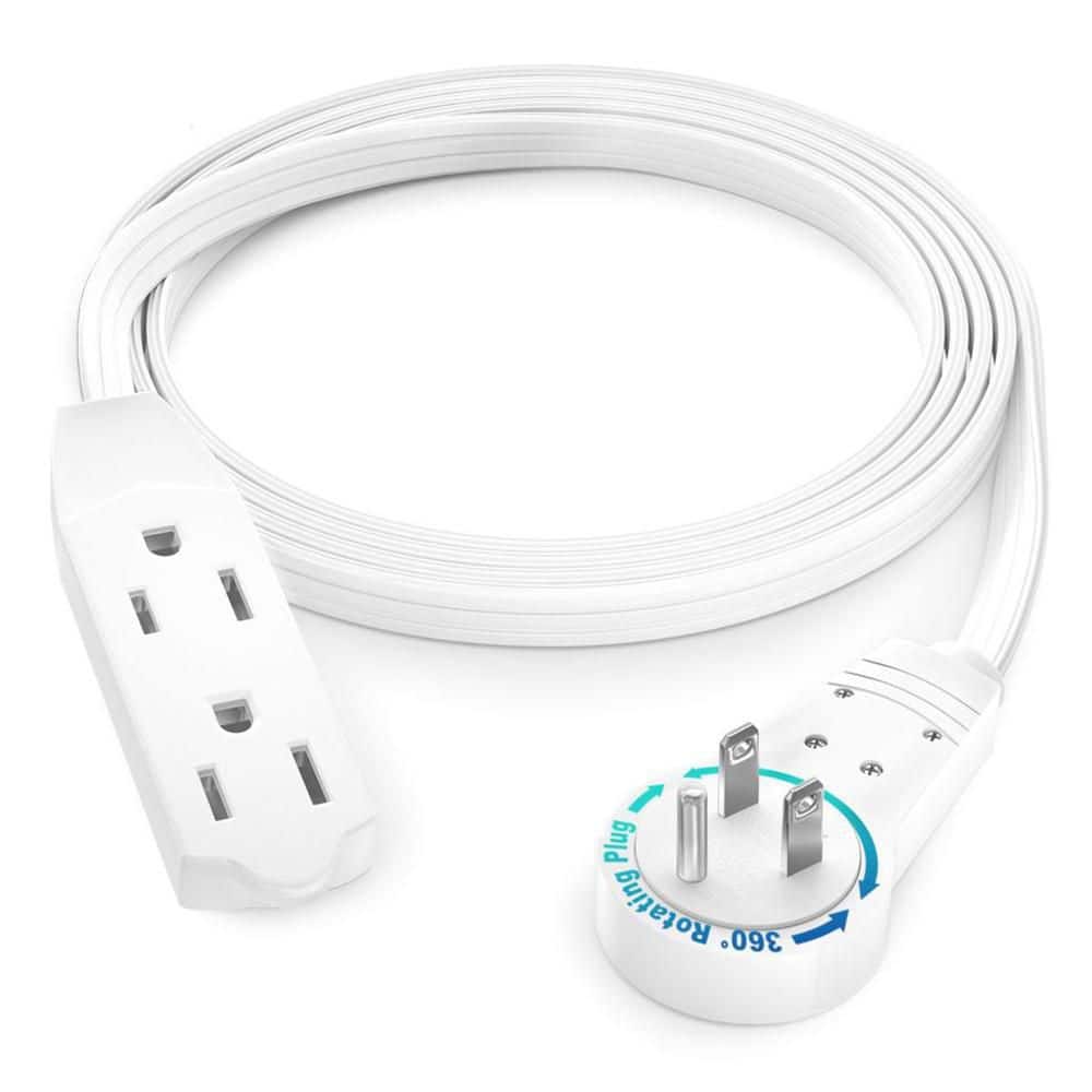 4 ft. 16/3 Light Duty Indoor Extension Cord with 360-Degree Rotating Flat Plug 3-Outlet, 13 Amp, White price history on PriceWatchPro