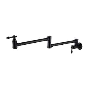 Wall Mounted Pot Filler with Free Swivel Arm in Matte Black