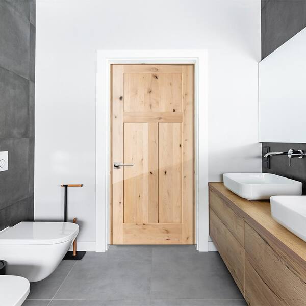 Krosswood Doors 32 in. x 80 in. Craftsman Knotty Alder 3-Panel