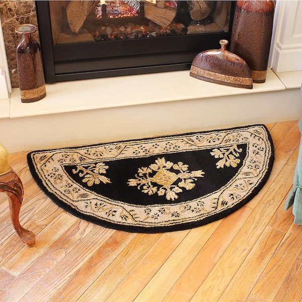 2 ft. x 4 ft. Jardin Half Round Area Rug, Noir