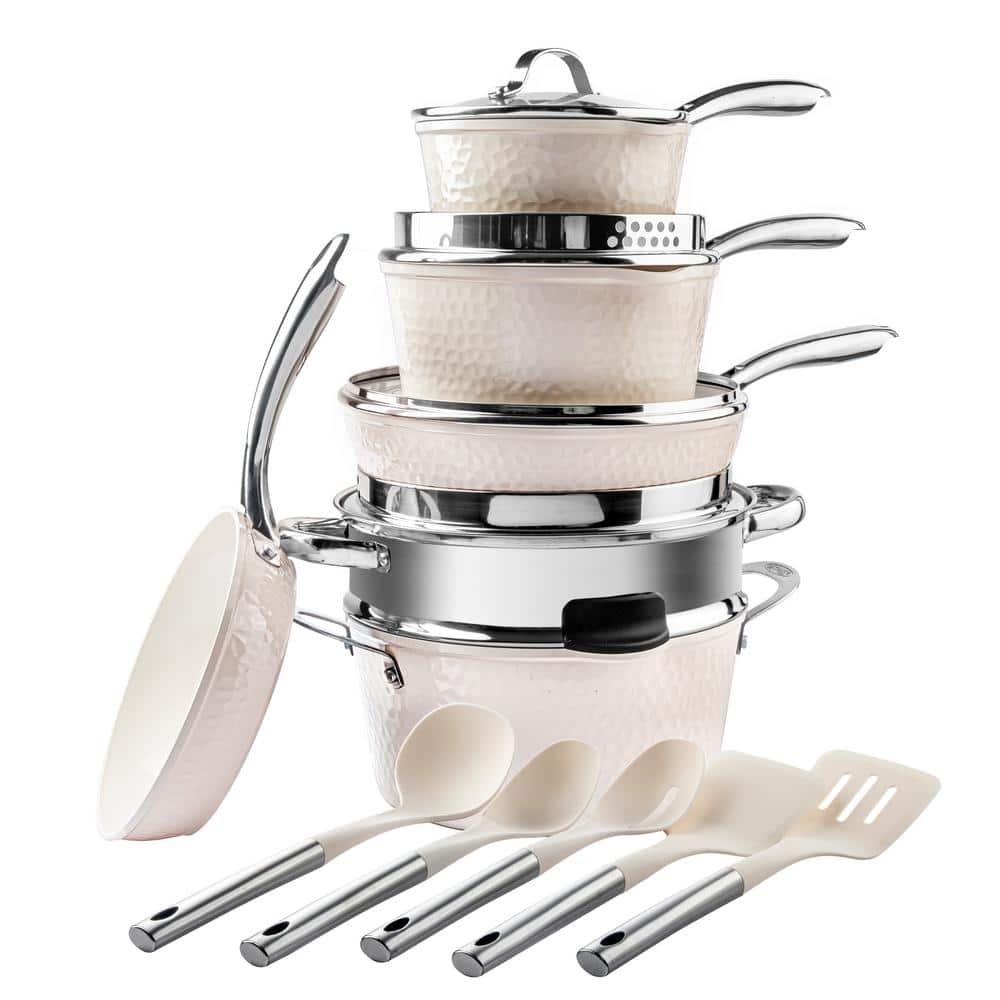 CAROTE 15pcs Pots and Pans Set, Nonstick Cookware Set Detachable Handl