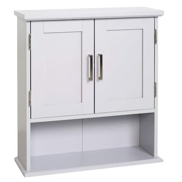 Shaker Style 23 in. W x 8.5 D x 25.1 H Bathroom Storage Wall Cabinet with Open Shelf in Dove Gray