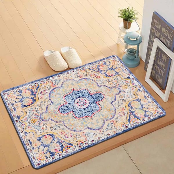 Boho Vintage Area Rug Persian Anti-fatigue Kitchen Mat, Soft Faux