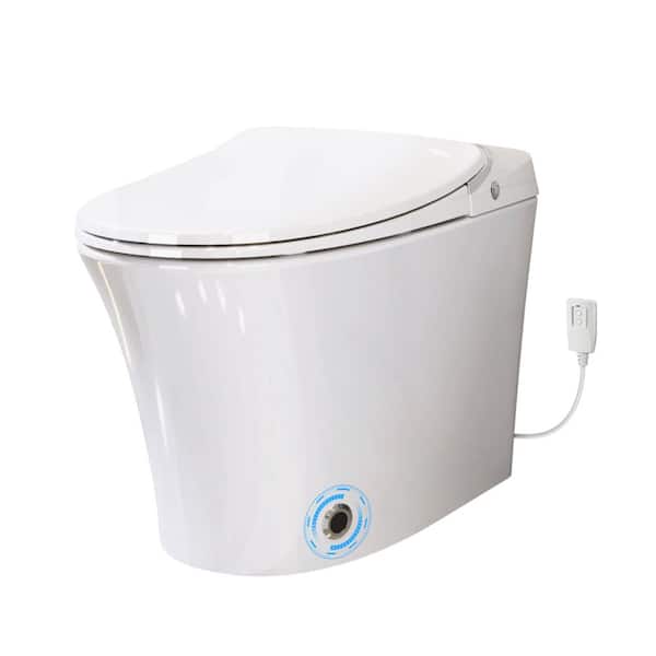 Unbranded Smart 1-Piece 1.38 GPF Single Flush Elongated Toilet in White with Heated Seat and LED Night Light, Remote Control