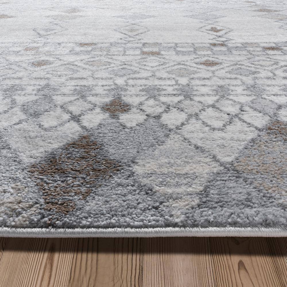 Gray and Beige Geometric Moroccan Polypropylene Area Rug 9' x 12'
