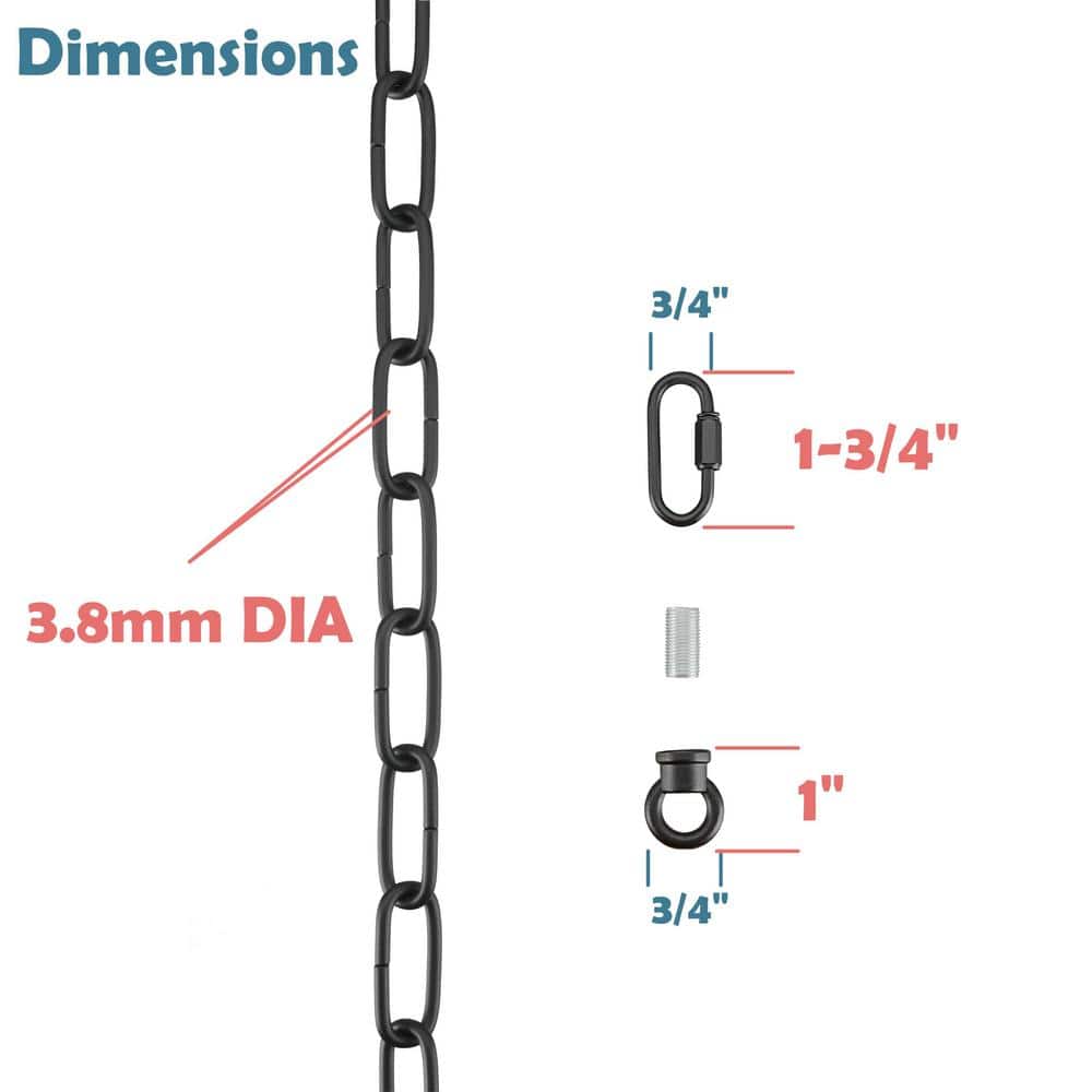 Matte Black Heavy Duty Steel Chain for Hanging Lighting Fixtures
