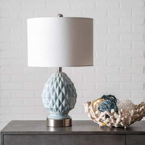 Tulsa 24 in. Light Blue Contemporary Table Lamp, Dimmable