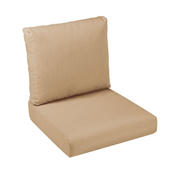 SORRA HOME 27 x 23 x 5 (2-Piece) Deep Seating Outdoor Dining Chair Cushion in ETC Fawn