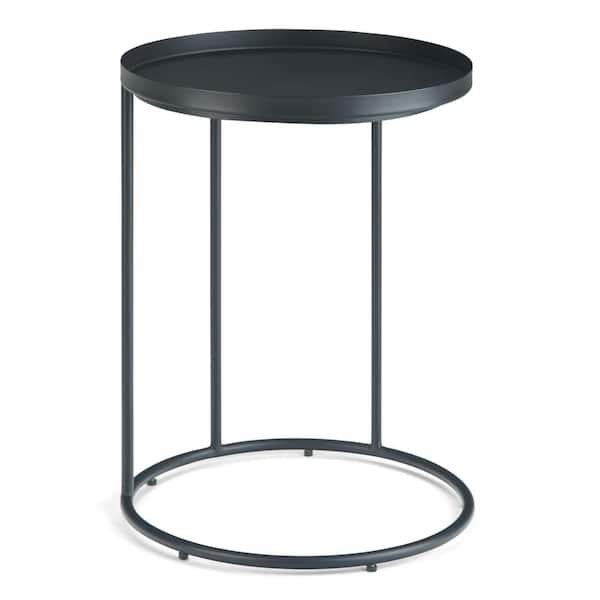 Simpli Home Monet Industrial 18 in. Wide Metal Accent Side Table in Black, Fully Assembled