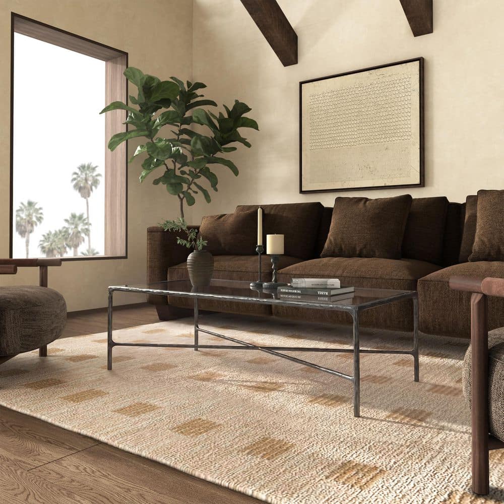 Jessa 28 in. Silver Rectangle Glass Coffee Table