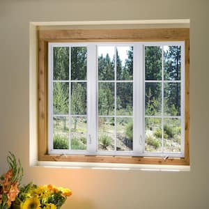 36 in. x 36 in. V-4500 Series Black FiniShield Vinyl Left-Handed Casement Window with Colonial Grids/Grilles