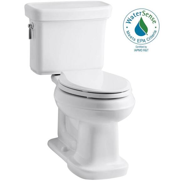 KOHLER Bancroft 2-Piece 1.28 GPF Single Flush Elongated Toilet with AquaPiston Flush Technology in White, Seat Not Included