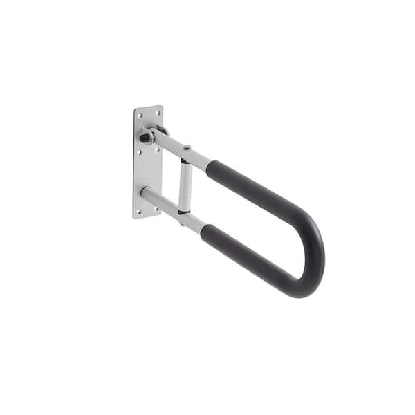 23.8 in. Toilet Safety Rail, U-Shaped Handicap Grab Bar, Foldable Flip-Up Toilet Grab Bar with Anti-Slip Handle