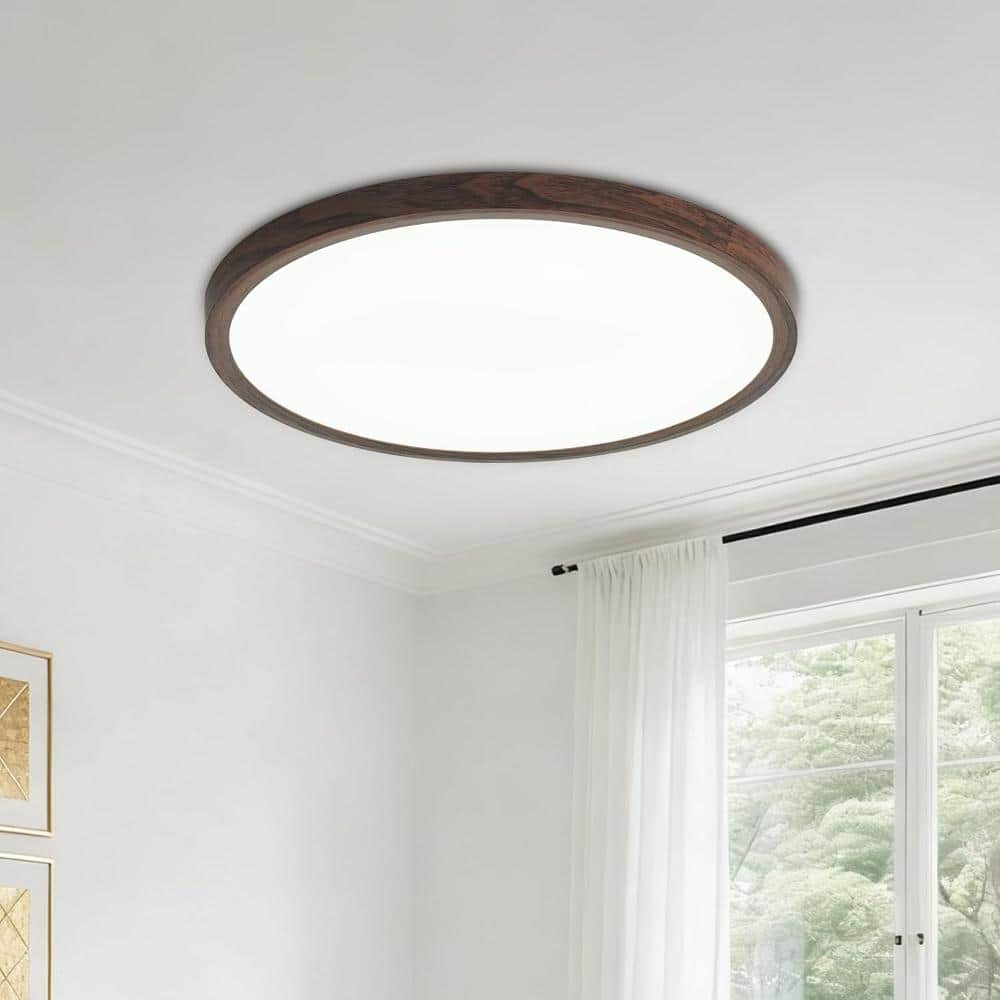 16 in. 1-Light Brown LED Semi Flush Mount Modern Ceiling Light Super Slim 5CCT (2700-6000K) 24W Ceiling Lamp price history on PriceWatchPro