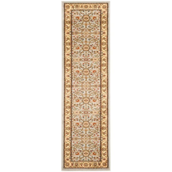 SAFAVIEH Lyndhurst Gray/Beige 2 ft. x 6 ft. Border Floral Antique Runner Rug