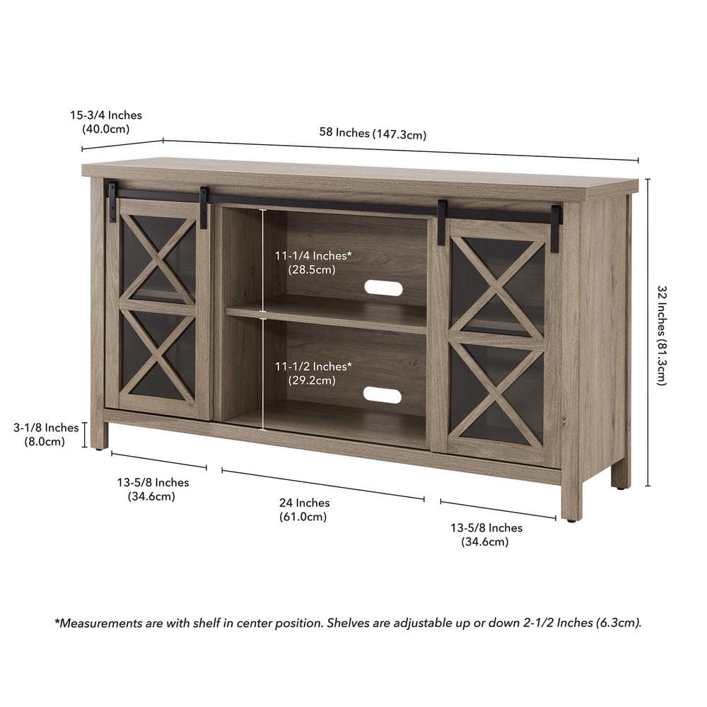 Clementine 70-inch Transitional Gray Metal TV Stand with Sliding Barn Doors