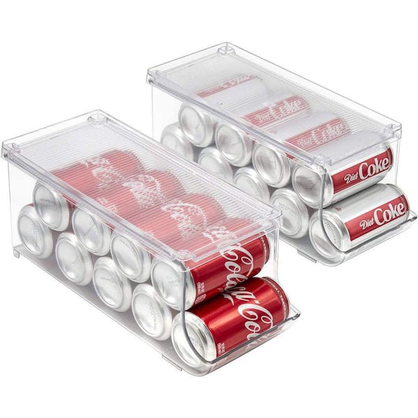 2-Pack Clear Plastic Stackable Dispenser Holds 9 Cans Can Holder